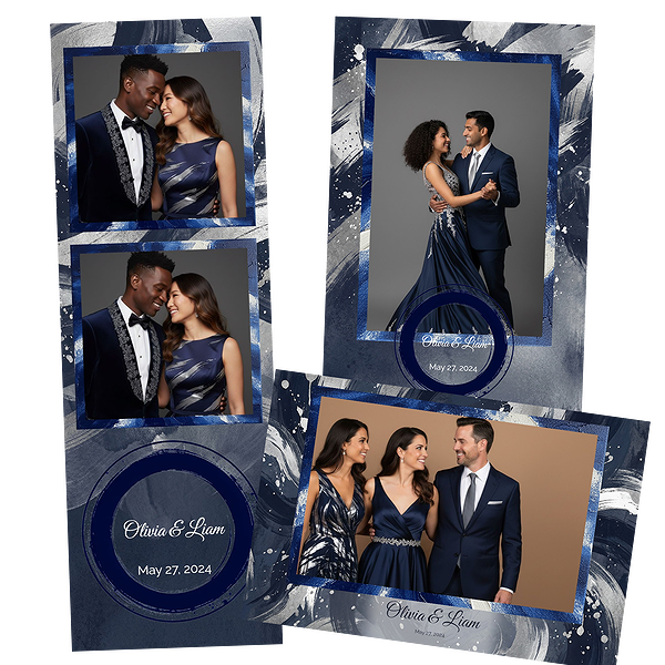 Navy Silver Brushstroke