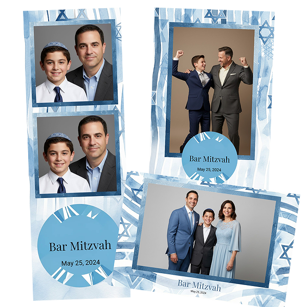 Blue Watercolor Stripes Bar Mitzvah