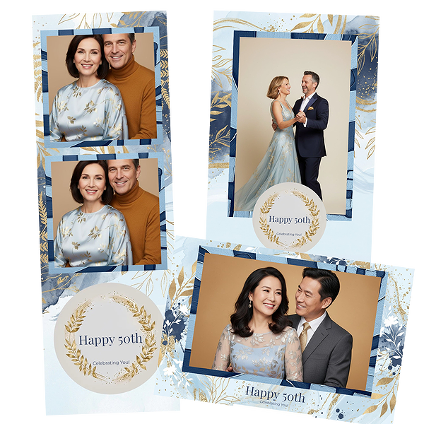 Elegant Blue Gold Foliage 50th