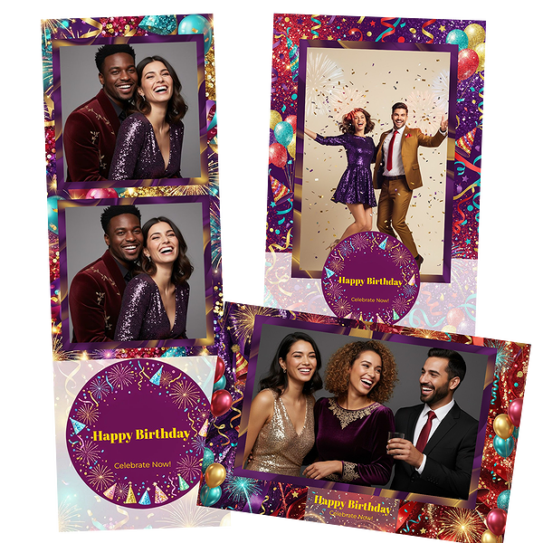 Black Fireworks Birthday Template