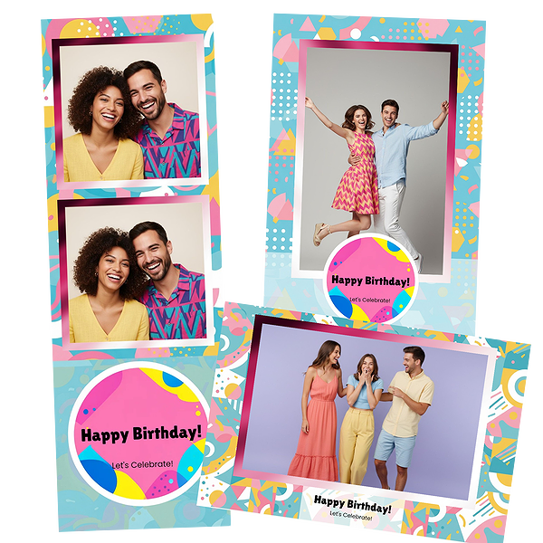 Pastel Geometric Birthday Balloons