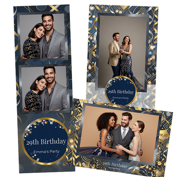 Navy Gold Birthday Bokeh