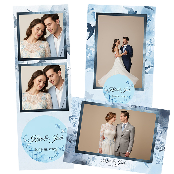 Blue Watercolor Swallows Wedding