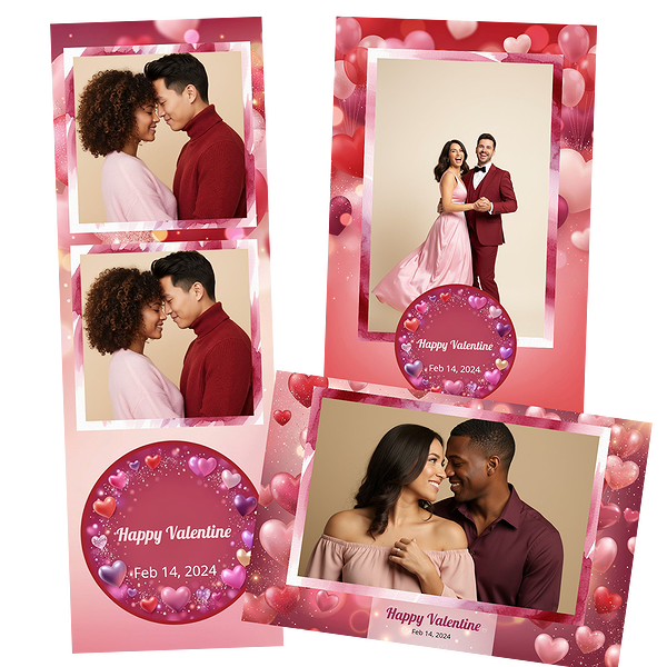 Pink 3d Hearts Valentine