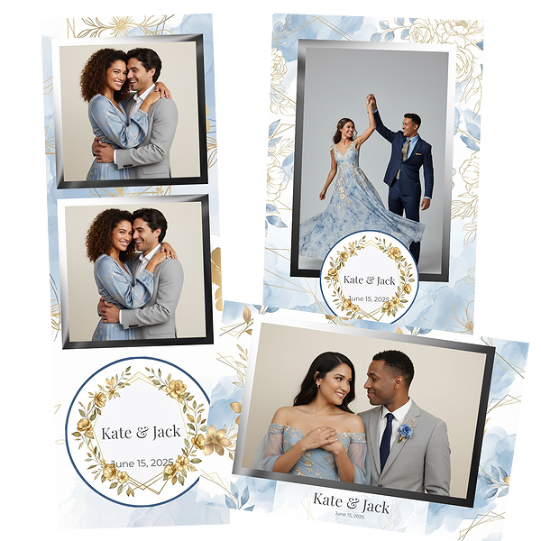 Blue Watercolor Gold Floral