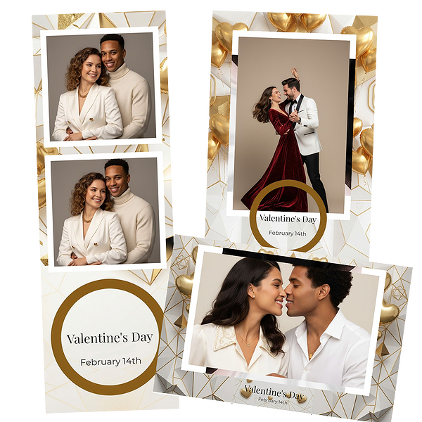 White Geometric Gold Hearts
