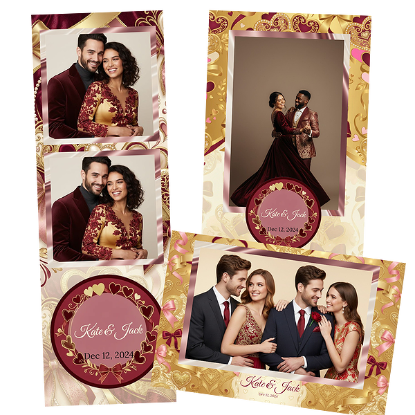 Red Heart Ribbon Wedding