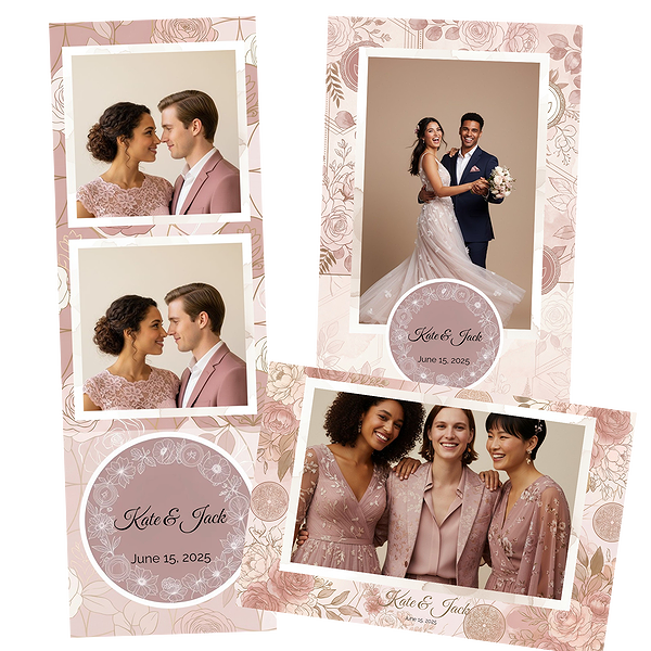 Pink Floral Wedding Frame